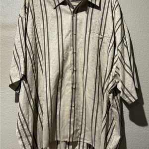 Elegant Beige and Gray Striped Men's Shirt